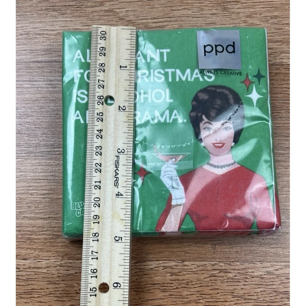 20pk Christmas Paper Napkins by Blunt Cards 'All I want is Alcohol & Drama' NEW